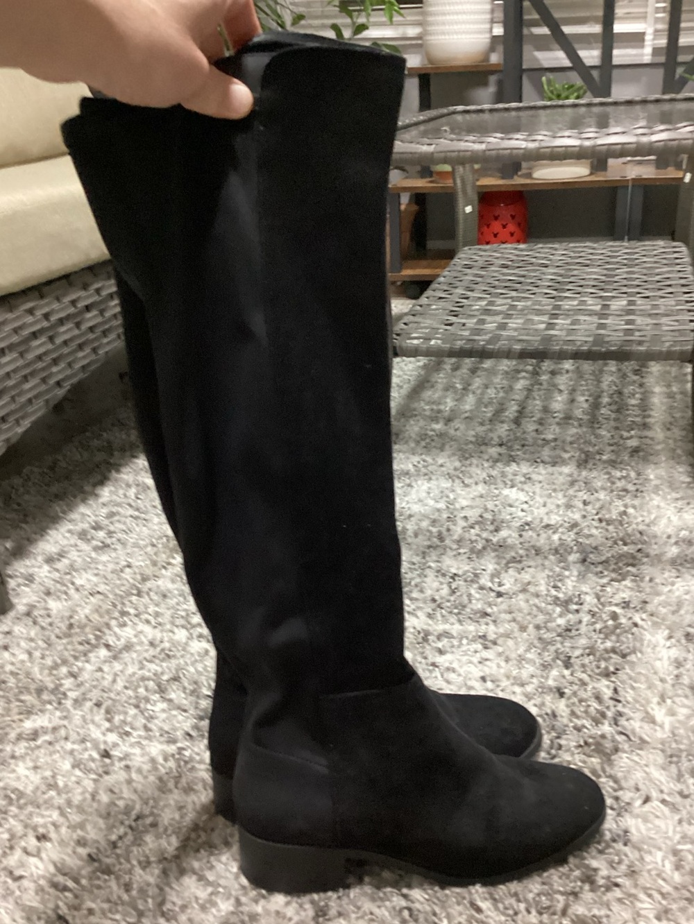 Classic Black Knee-High Women's Suede Boots